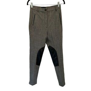 Made in Italy GILMAR Wool Riding Pants Grey High Rise Leather Inserts Size 42/6